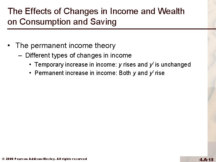 The Effects of Changes in Income and Wealth on Consumption and Saving • The The Effects of Changes in Income and Wealth on Consumption and Saving • The