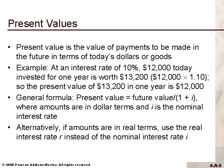 Present Values • Present value is the value of payments to be made in Present Values • Present value is the value of payments to be made in