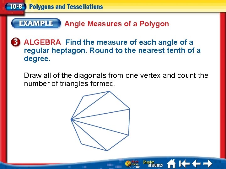 Angle Measures of a Polygon ALGEBRA Find the measure of each angle of a