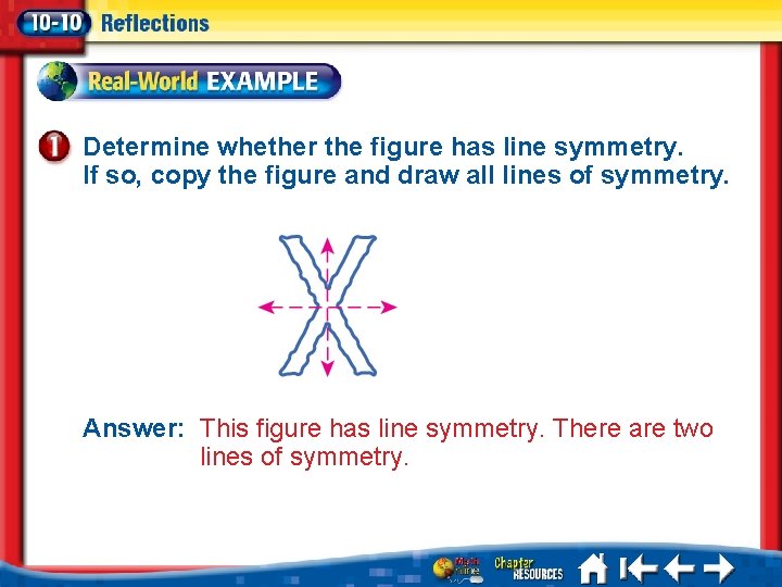 Determine whether the figure has line symmetry. If so, copy the figure and draw