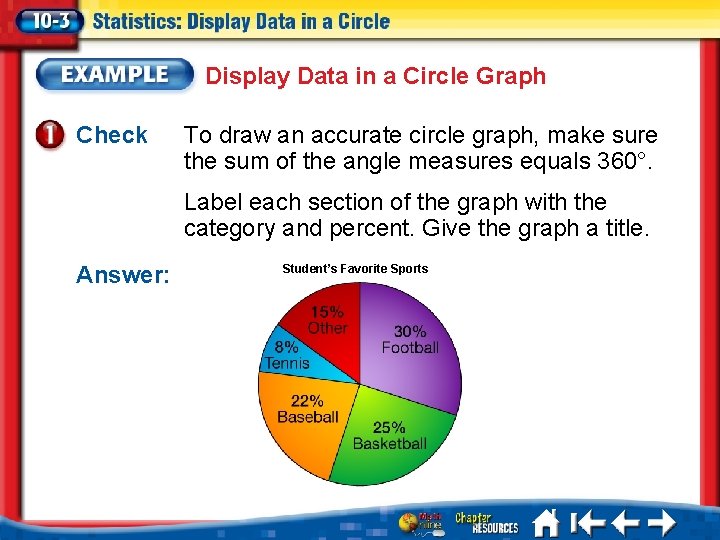 Display Data in a Circle Graph Check To draw an accurate circle graph, make