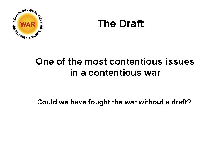 The Draft One of the most contentious issues in a contentious war Could we