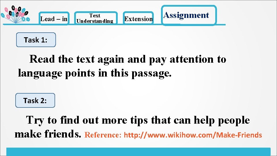 Lead in Text Understanding Extension Assignment Psychological Test