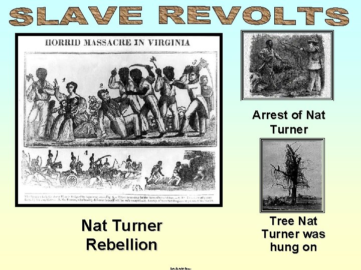Arrest of Nat Turner Tree Nat Turner was hung on Nat Turner Rebellion Slave