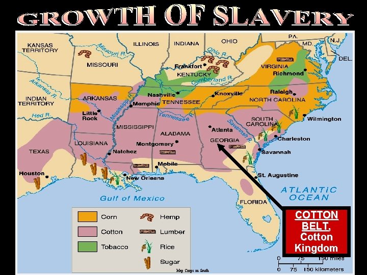 COTTON BELT, Cotton Kingdom Map Crops in South 