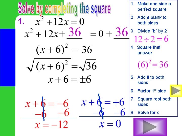 1. Make one side a perfect square 1. 2. Add a blank to both