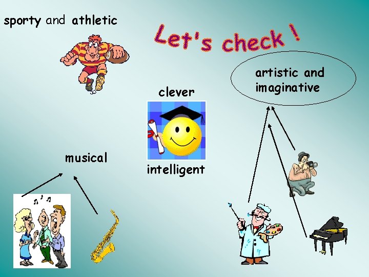 sporty and athletic clever musical intelligent artistic and imaginative 