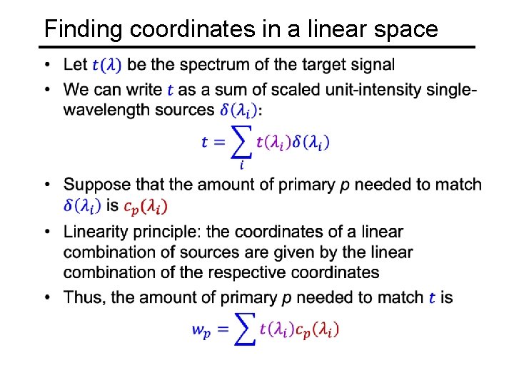 Finding coordinates in a linear space • 