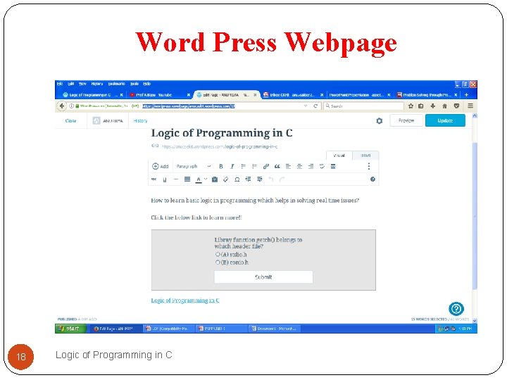 Word Press Webpage 18 Logic of Programming in C Word Press Webpage 18 Logic of Programming in C