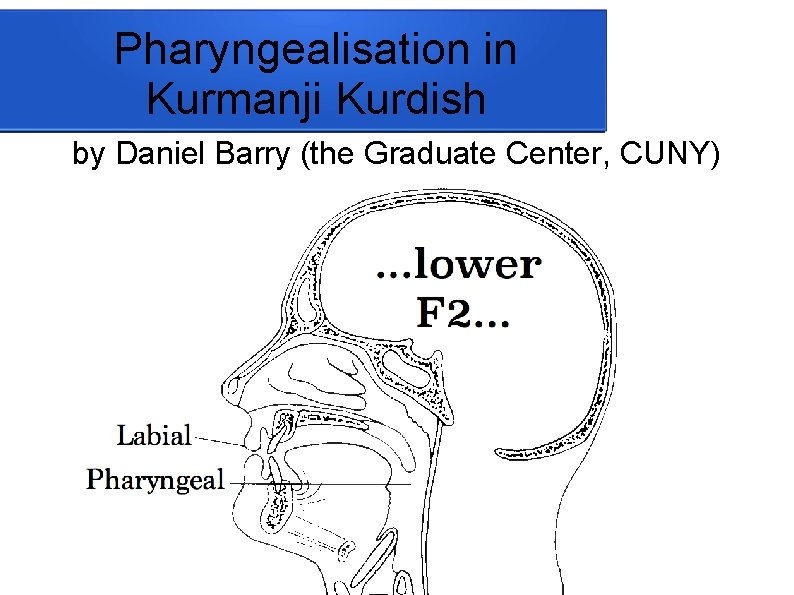 Pharyngealisation in Kurmanji Kurdish by Daniel Barry (the Graduate Center, CUNY) 