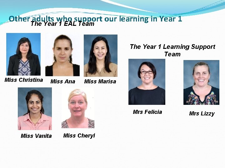 Other The adults who support our learning in Year 1 EAL Team The Year Other The adults who support our learning in Year 1 EAL Team The Year