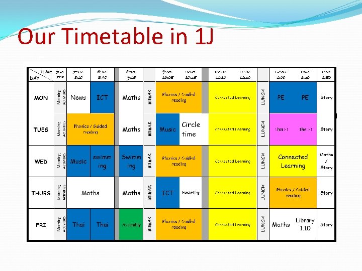 Our Timetable in 1 J Our Timetable in 1 J