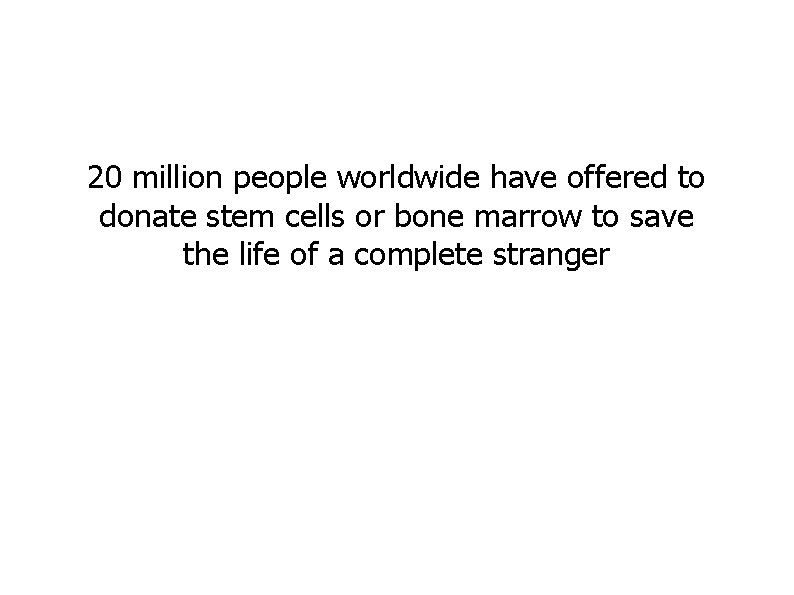 20 million people worldwide have offered to donate stem cells or bone marrow to
