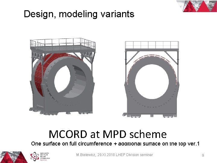  Design, modeling variants MCORD at MPD scheme One surface on full circumference +