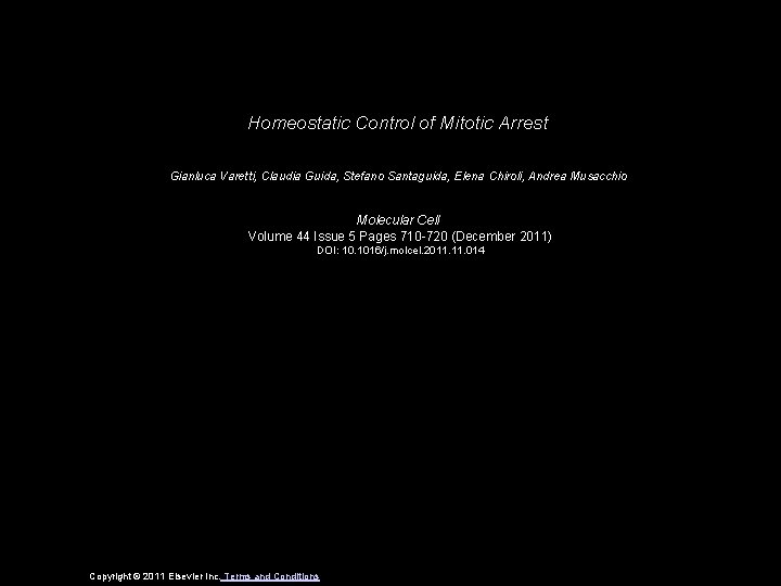 Homeostatic Control of Mitotic Arrest Gianluca Varetti, Claudia Guida, Stefano Santaguida, Elena Chiroli, Andrea
