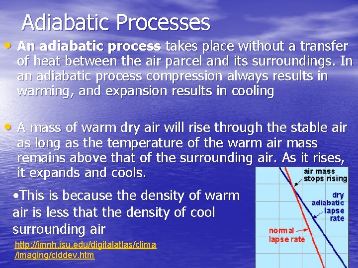 Adiabatic Processes • An adiabatic process takes place without a transfer of heat between Adiabatic Processes • An adiabatic process takes place without a transfer of heat between