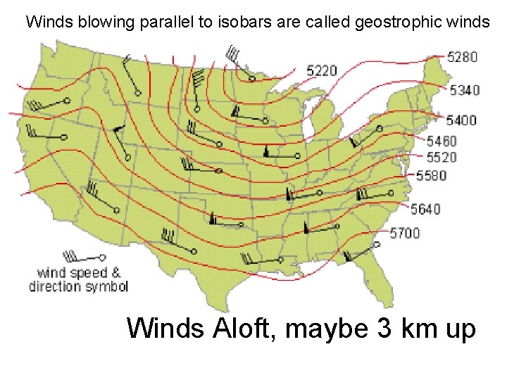 Winds blowing parallel to isobars are called geostrophic winds Winds Aloft, maybe 3 km Winds blowing parallel to isobars are called geostrophic winds Winds Aloft, maybe 3 km