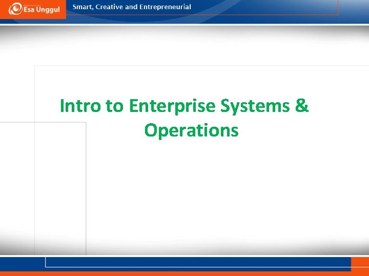 Intro to Enterprise Systems & Operations 