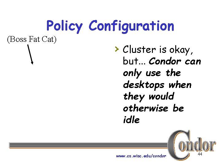 Policy Configuration (Boss Fat Cat) › Cluster is okay, but. . . Condor can