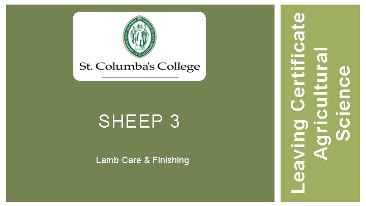 Lamb Care & Finishing Leaving Certificate Agricultural Science SHEEP 3 