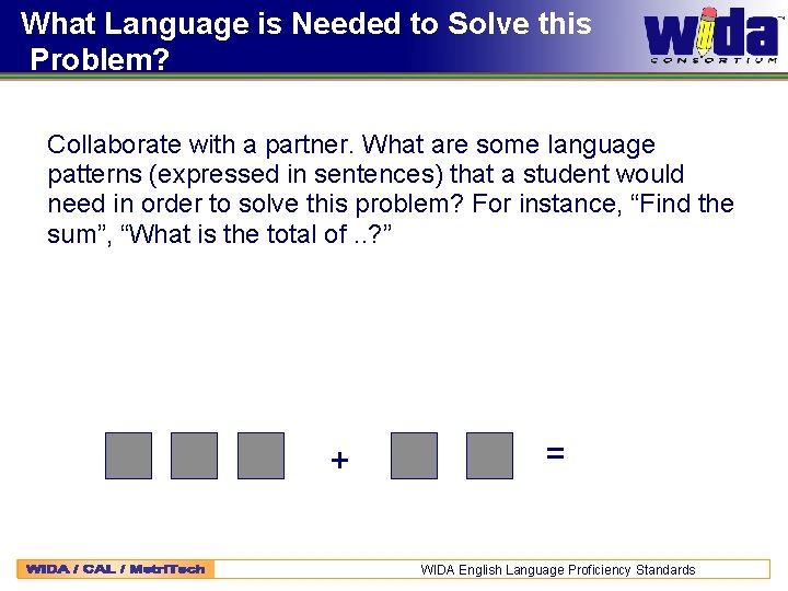 What Language is Needed to Solve this Problem? Collaborate with a partner. What are