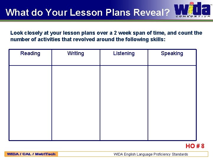 What do Your Lesson Plans Reveal? Look closely at your lesson plans over a