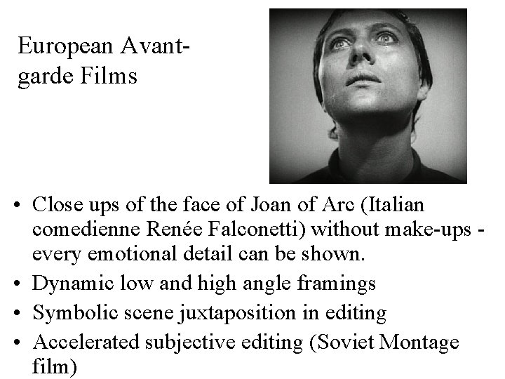 European Avantgarde Films • Close ups of the face of Joan of Arc (Italian