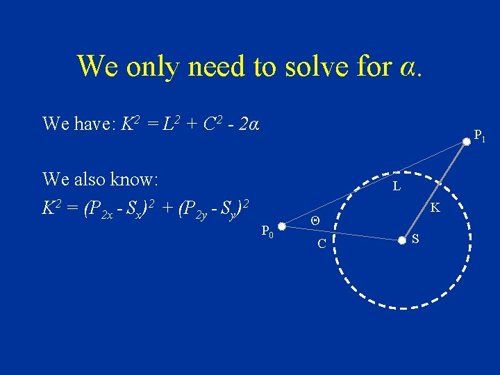 We only need to solve for α. We have: K 2 = L 2