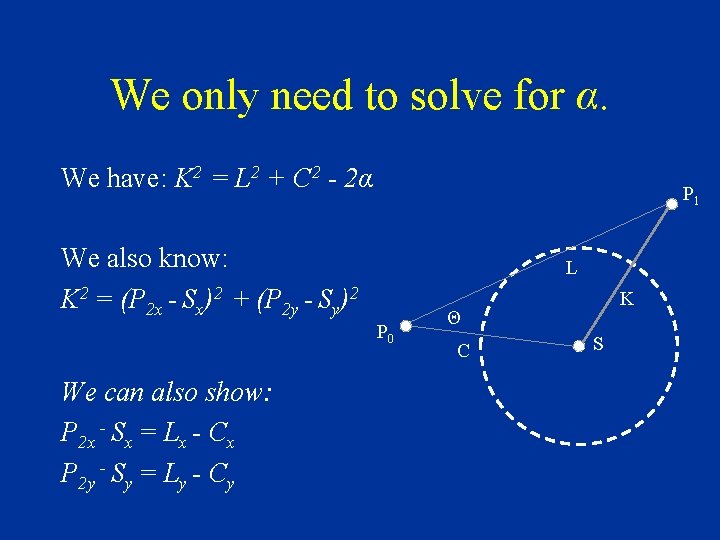 We only need to solve for α. We have: K 2 = L 2