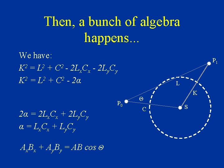 Then, a bunch of algebra happens. . . We have: K 2 = L