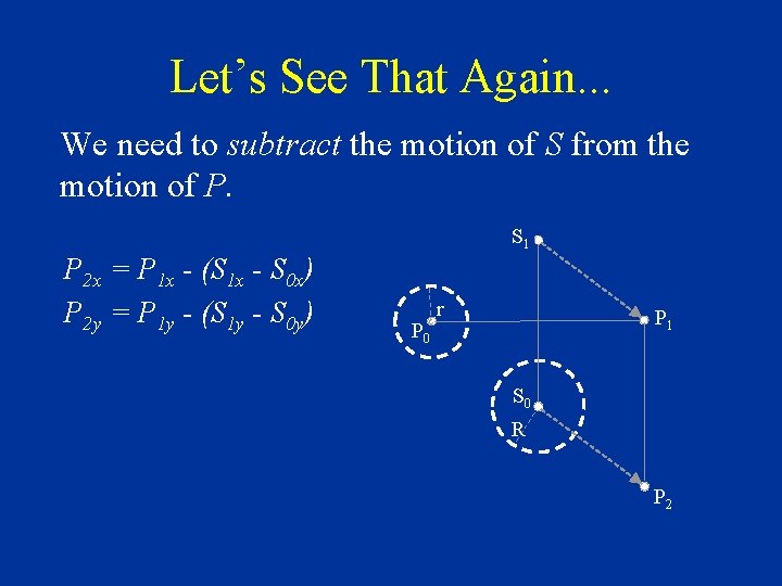 Let’s See That Again. . . We need to subtract the motion of S