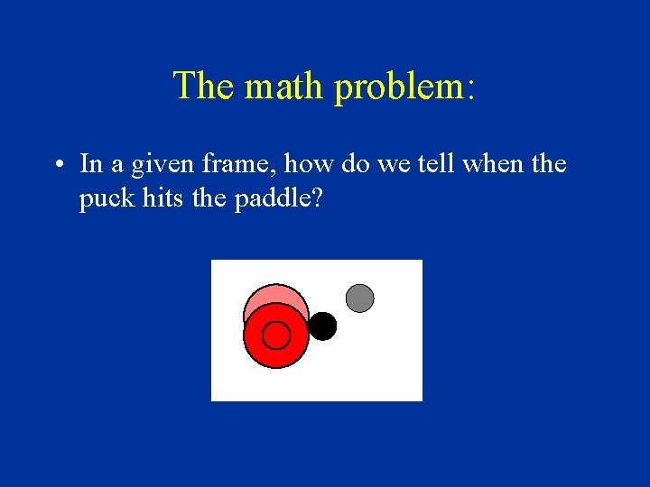 The math problem: • In a given frame, how do we tell when the