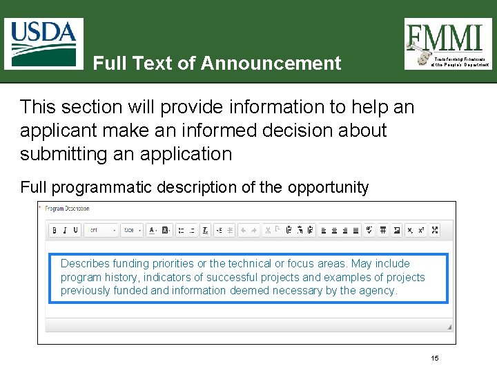 Full Text of Announcement Transforming Financials at the People’s Department This section will provide Full Text of Announcement Transforming Financials at the People’s Department This section will provide