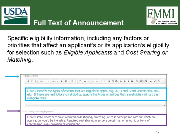 Full Text of Announcement Transforming Financials at the People’s Department Specific eligibility information, including Full Text of Announcement Transforming Financials at the People’s Department Specific eligibility information, including