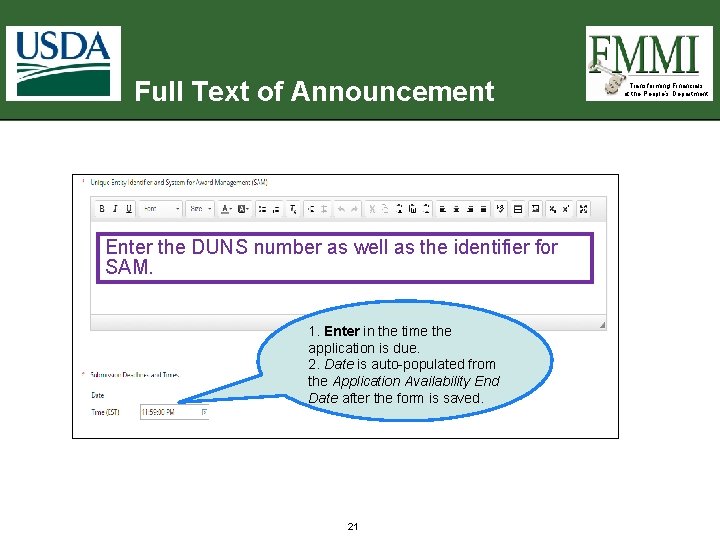 Full Text of Announcement Enter the DUNS number as well as the identifier for Full Text of Announcement Enter the DUNS number as well as the identifier for