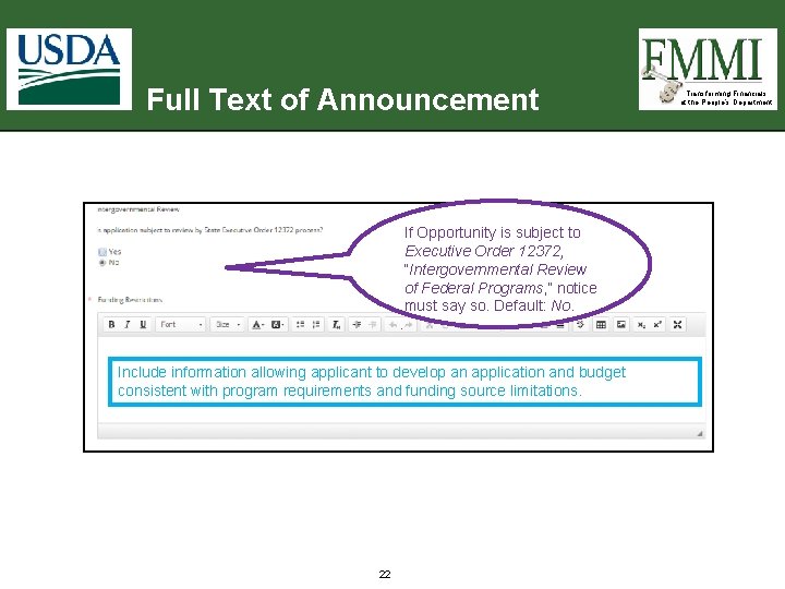 Full Text of Announcement If Opportunity is subject to Executive Order 12372, “Intergovernmental Review Full Text of Announcement If Opportunity is subject to Executive Order 12372, “Intergovernmental Review