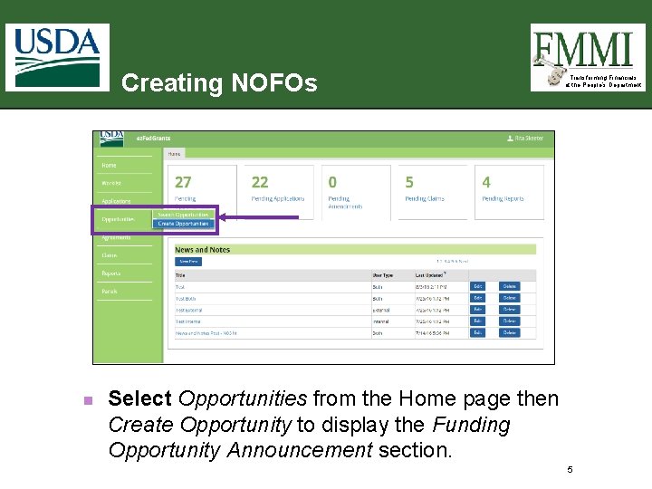 Creating NOFOs n Transforming Financials at the People’s Department Select Opportunities from the Home Creating NOFOs n Transforming Financials at the People’s Department Select Opportunities from the Home