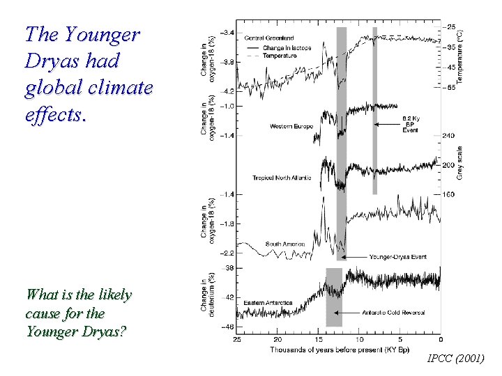 The Younger Dryas had global climate effects. What is the likely cause for the