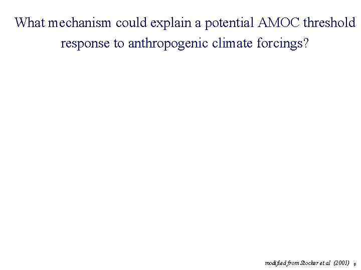 What mechanism could explain a potential AMOC threshold response to anthropogenic climate forcings? modified