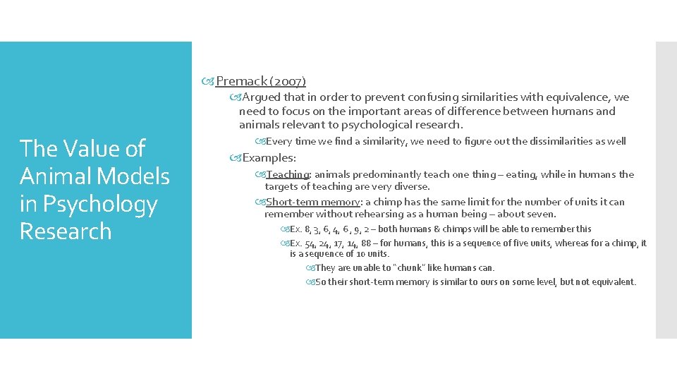  Premack (2007) Argued that in order to prevent confusing similarities with equivalence, we