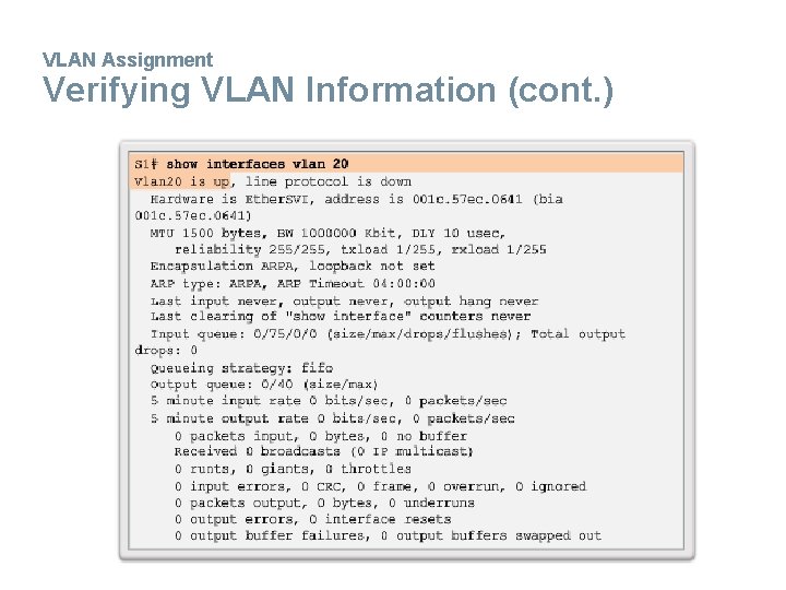 VLAN Assignment Verifying VLAN Information (cont. ) 