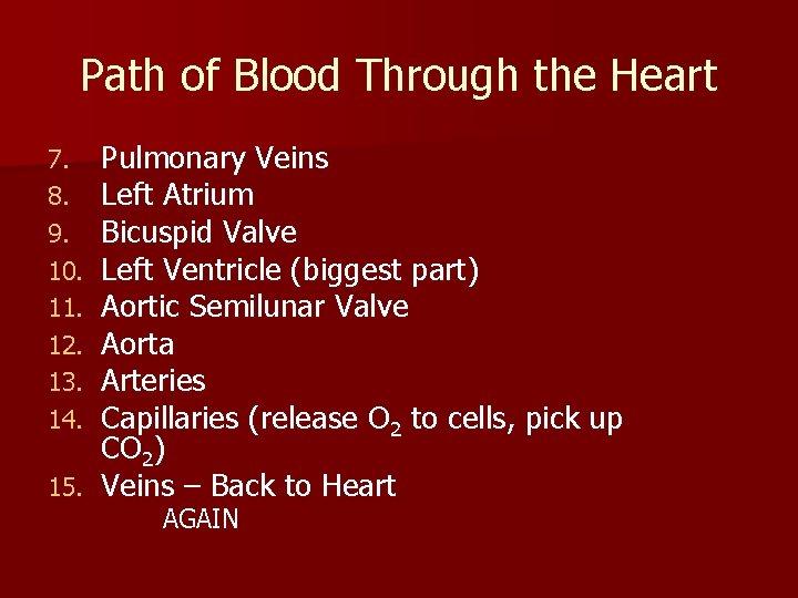 Path of Blood Through the Heart Pulmonary Veins Left Atrium Bicuspid Valve Left Ventricle