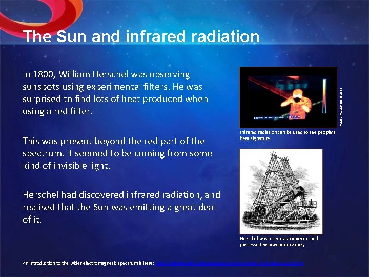The Sun and infrared radiation This was present beyond the red part of the