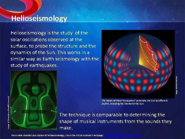 Helioseismology Image: B. Richardson (Cardiff University) Image: NOAO/AURA/NSF. Helioseismology is the study of the