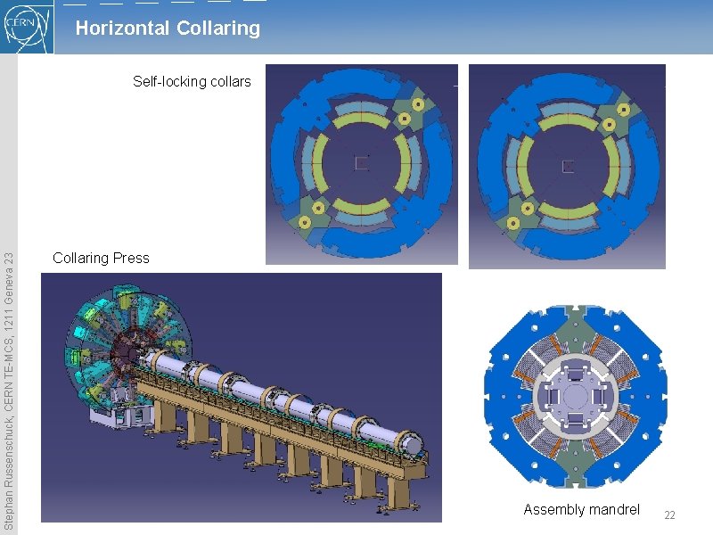 Horizontal Collaring Stephan Russenschuck, CERN TE-MCS, 1211 Geneva 23 Self-locking collars Collaring Press Assembly Horizontal Collaring Stephan Russenschuck, CERN TE-MCS, 1211 Geneva 23 Self-locking collars Collaring Press Assembly