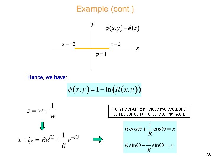 Example (cont. ) Hence, we have: For any given (x, y), these two equations