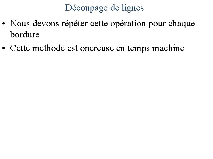 Découpage de lignes • Nous devons répéter cette opération pour chaque bordure • Cette