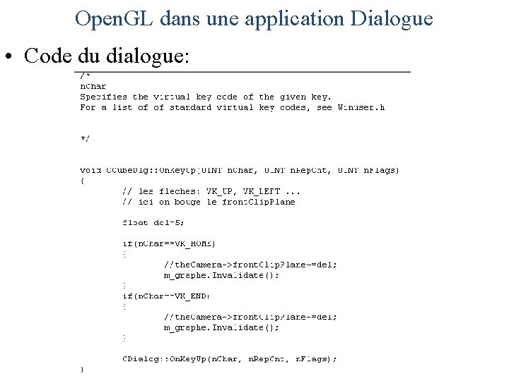 Open. GL dans une application Dialogue • Code du dialogue: 