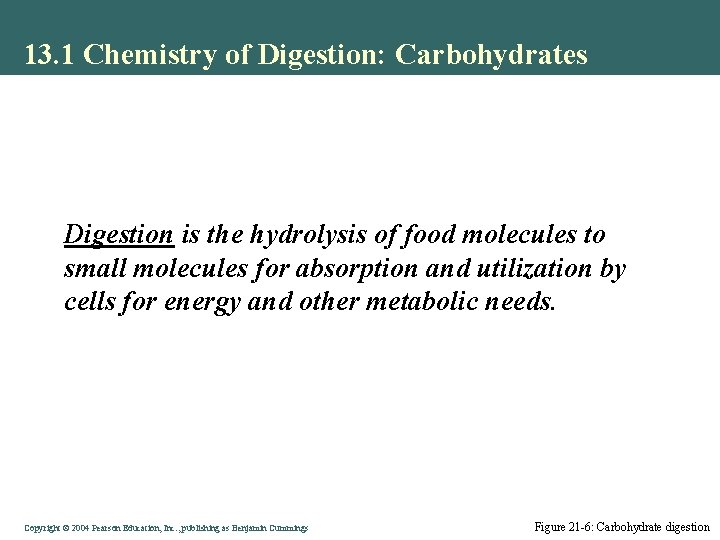 13. 1 Chemistry of Digestion: Carbohydrates Digestion is the hydrolysis of food molecules to