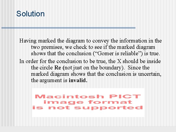 Solution Having marked the diagram to convey the information in the two premises, we